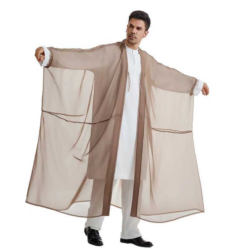 Saudi Arabic Kimono Robe Muslim Men Thobe Jubba Eid Djellaba Dishdasha ...