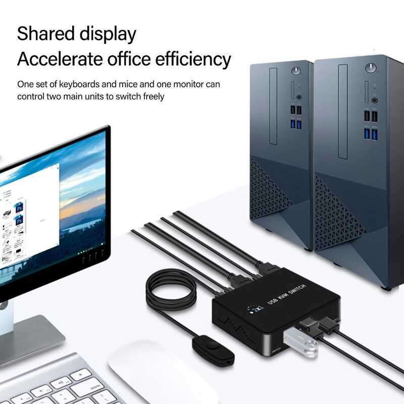 KVM USB HDTV Switcher Splitter Box 2 PC Sharing USB Device Switcher Box ...