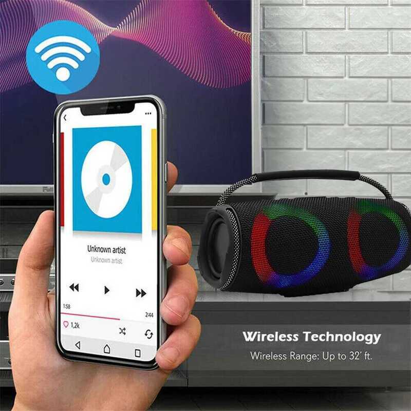 Powerful Bluetooth Speaker LED Light Portable Outdoor Speakers Dual 4 ...
