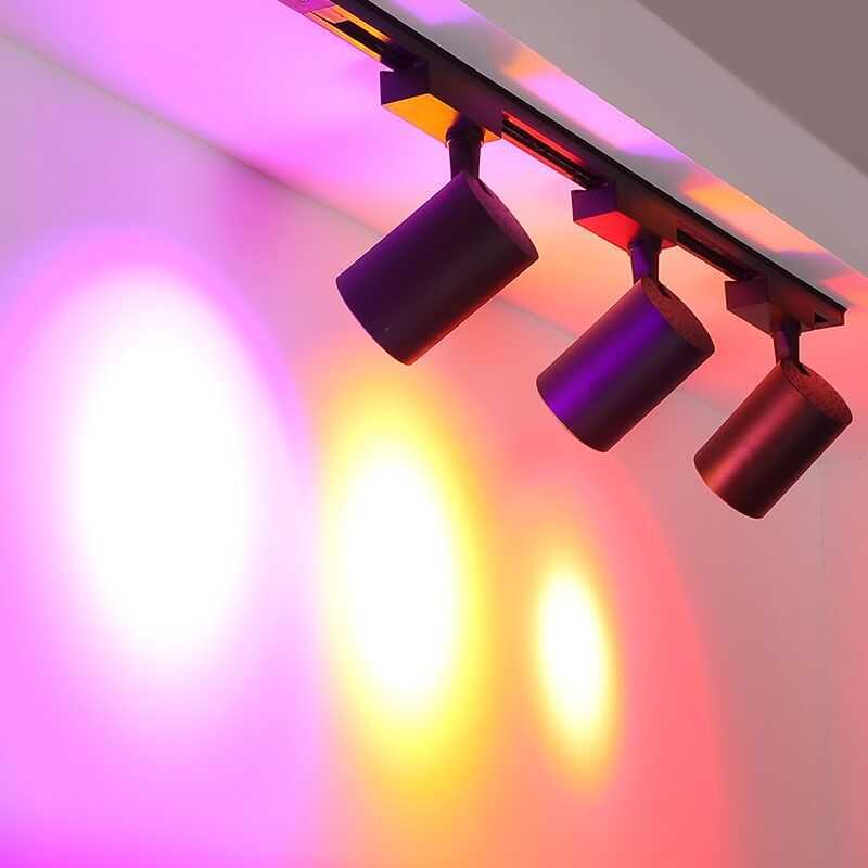 RGB LED 220V Ceiling Track Light Spotlight 10W Colorful Cob Adjustable ...