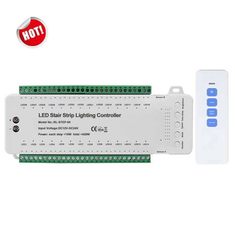 28 Step Strip Smart Stair Light Controller 12V 24V Motion Sensor PIR ...