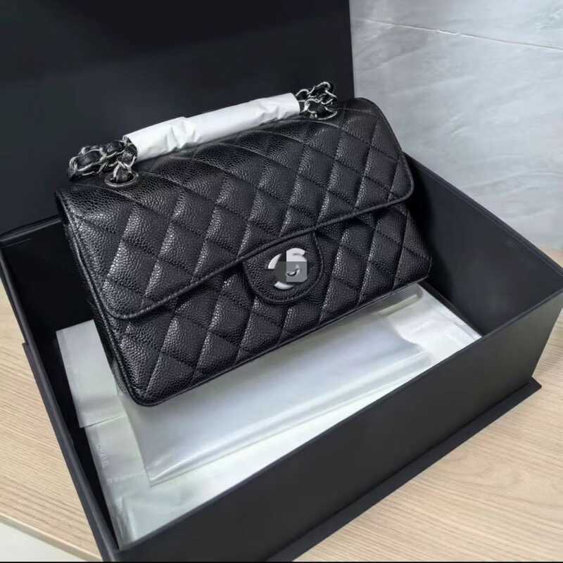 Chanel-Style Light Luxury Caviar Leather Crossbody CF Flap Classic ...