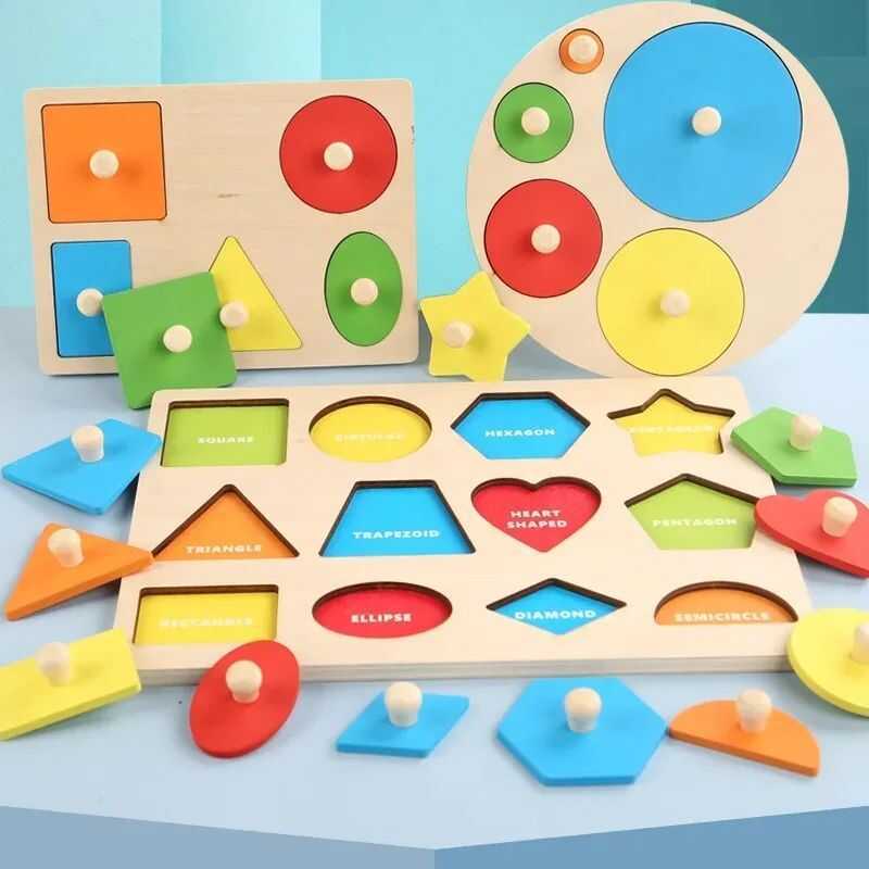 31 Montessori Color Sorting Toy Wooden Shape Matching Grasping Board ...