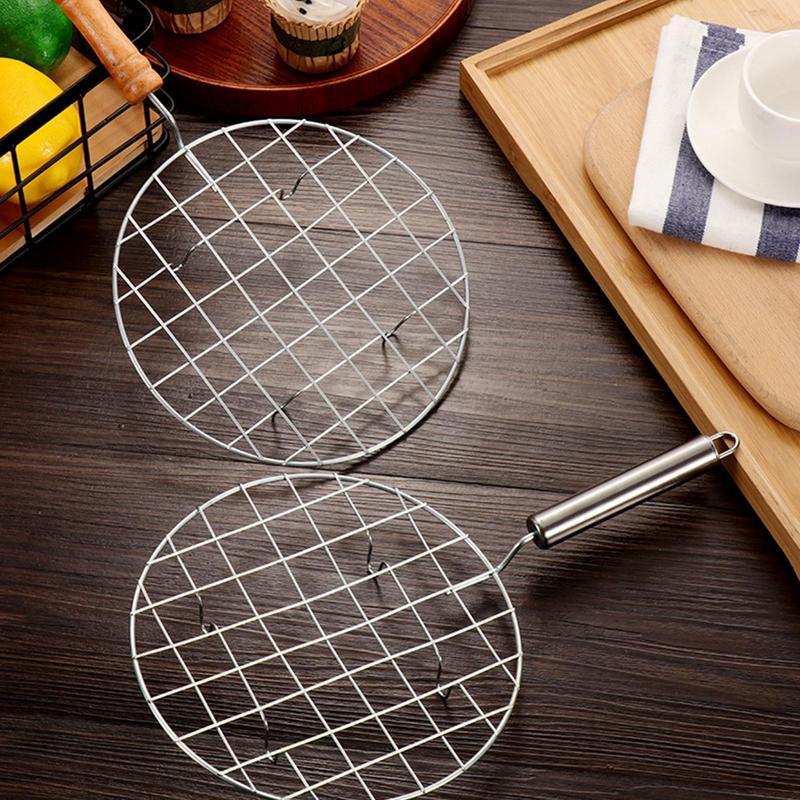 Round BBQ Grill Wire Rack with Handle/Stainless Steel Wire Roaster ...