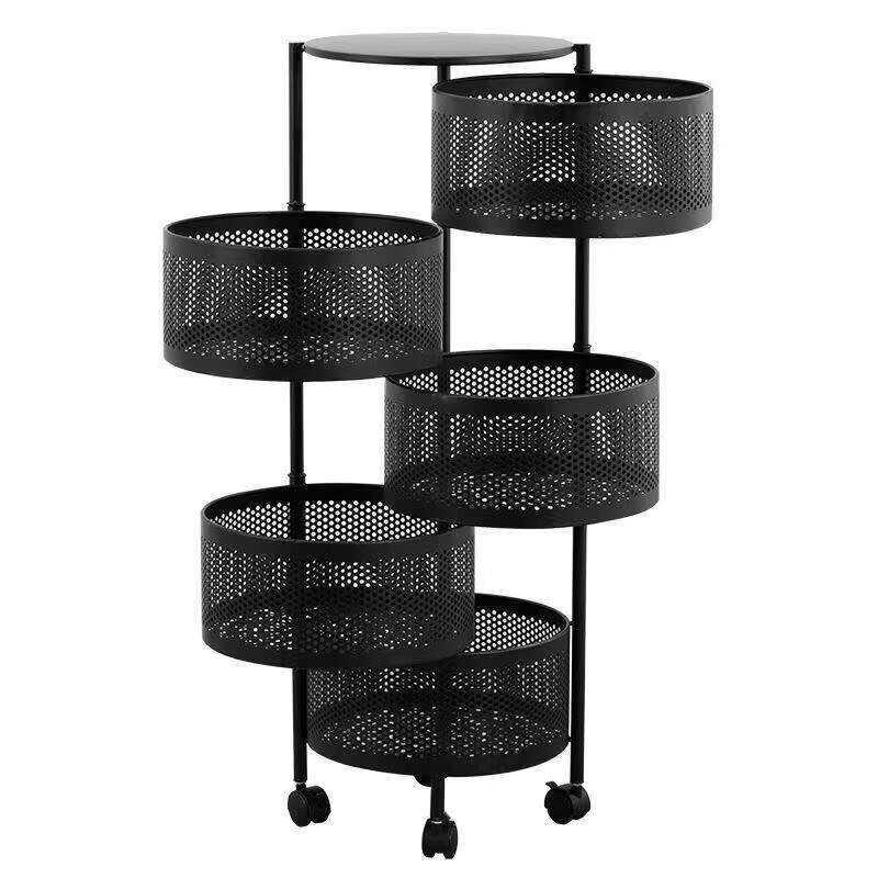Kitchen Vegetable Rack Cylindrical Floor-Standing 360-Degree Rotating ...