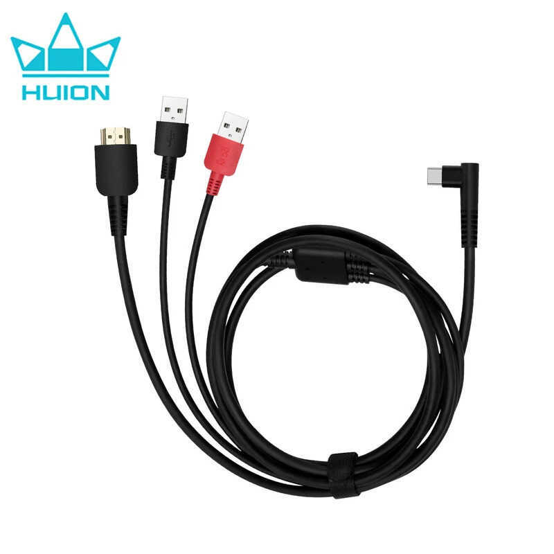 3 HUION IN 1 Cable for Kamvas 13 Graphics Tablet Monitor Pen Display ...