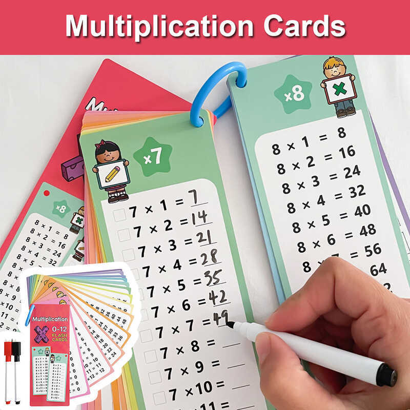 16 0-12 Multiplication Charts, Times Table Cards, Self Check Math ...
