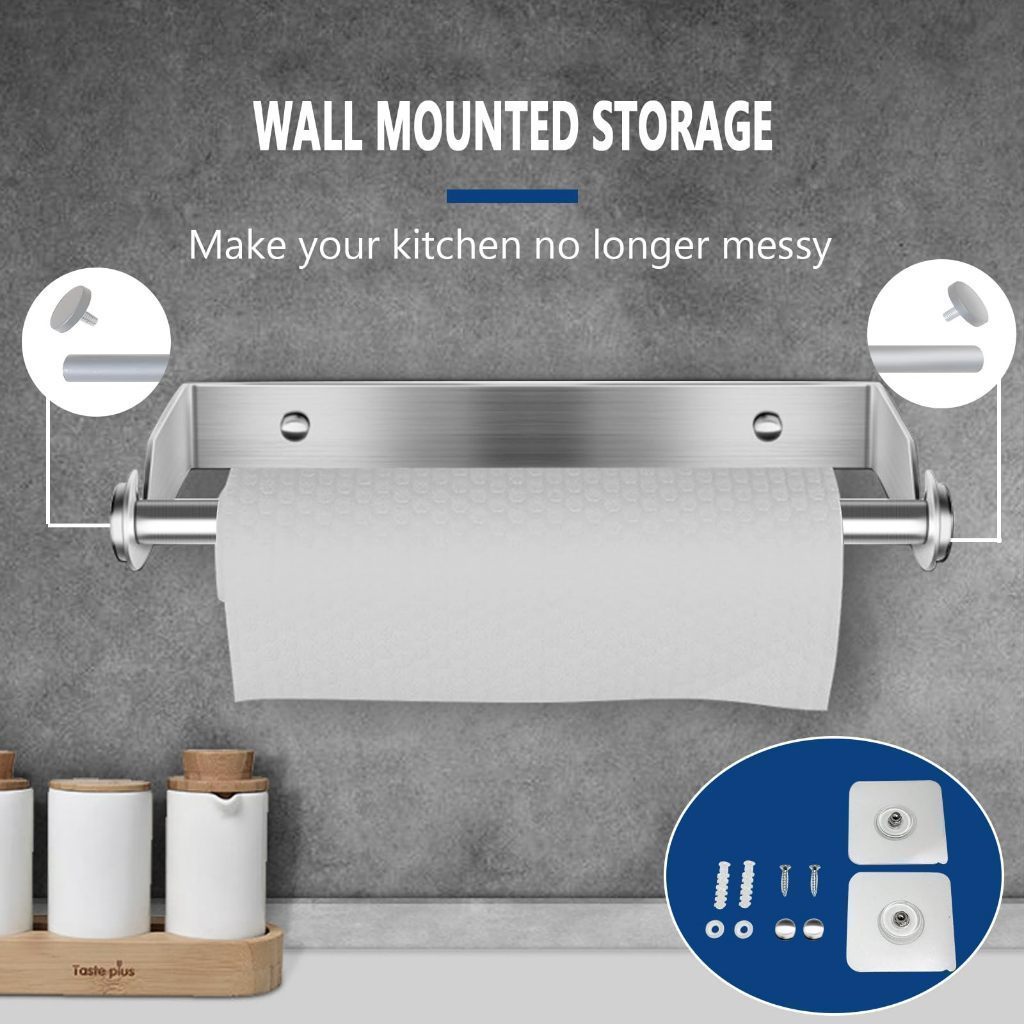 Wall Mounted Roll Paper Rack Stainless Steel Bathroom Punch-Free Towel ...