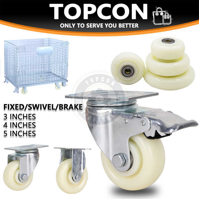 Heavy Duty Caster Wheels White Nylon Fixed Rotate Flexibly Trolley ...