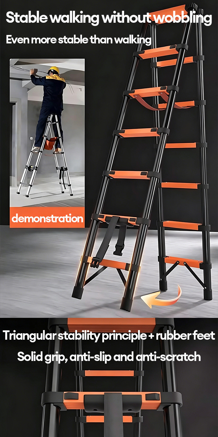 Telescopic Ladder Foldable Aluminum Heavy Duty Walkable Ladder For Home ...