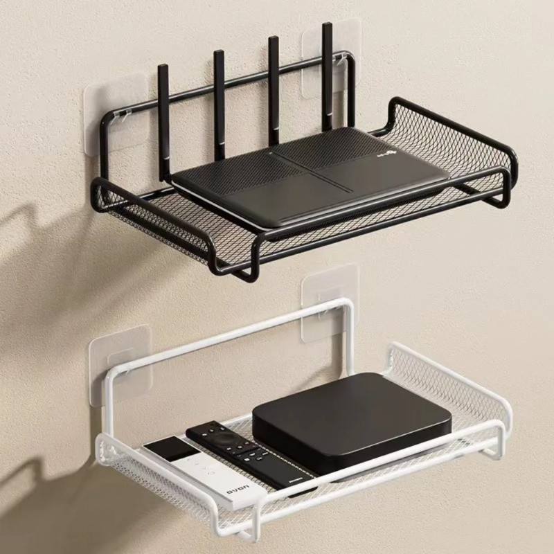 Wall Mounted WiFi Router Hollow Storage Rack Punch-free Multifunctional ...