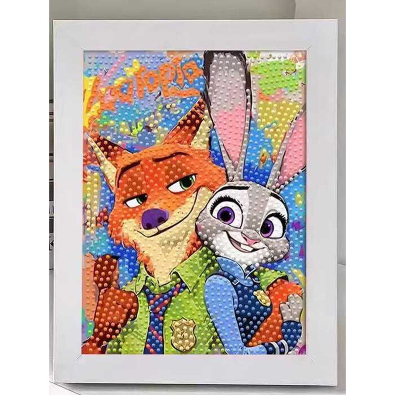 Zootopia DIY Fox and Rabbit Cartoon Handmade Diamond Living Room ...