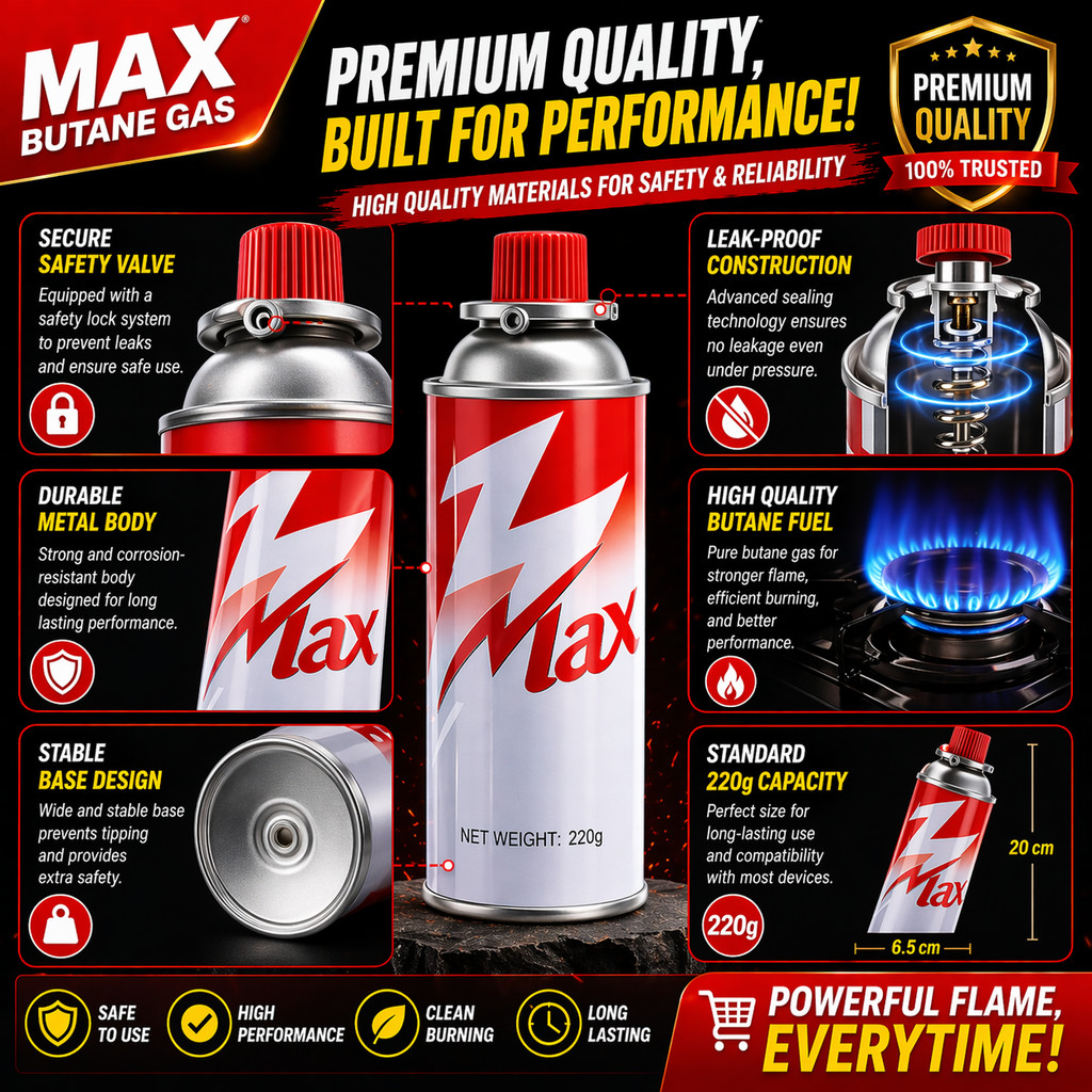【Buy 1 Get 7 FREE】#MAX 8PCS 220g Butane Gas Canister High Quality ...
