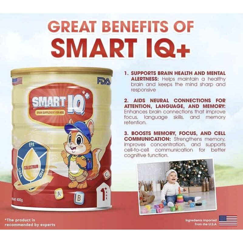 Smart IQ Milk 400G For Brain Booster Memory Enhancement 7B4 | Shopee ...