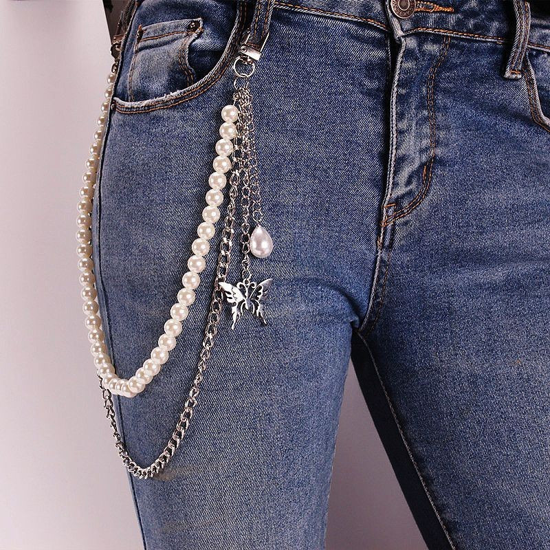 3-layer Goth Belt Chain with Star Pendants Punk Pocket Chain Multi ...