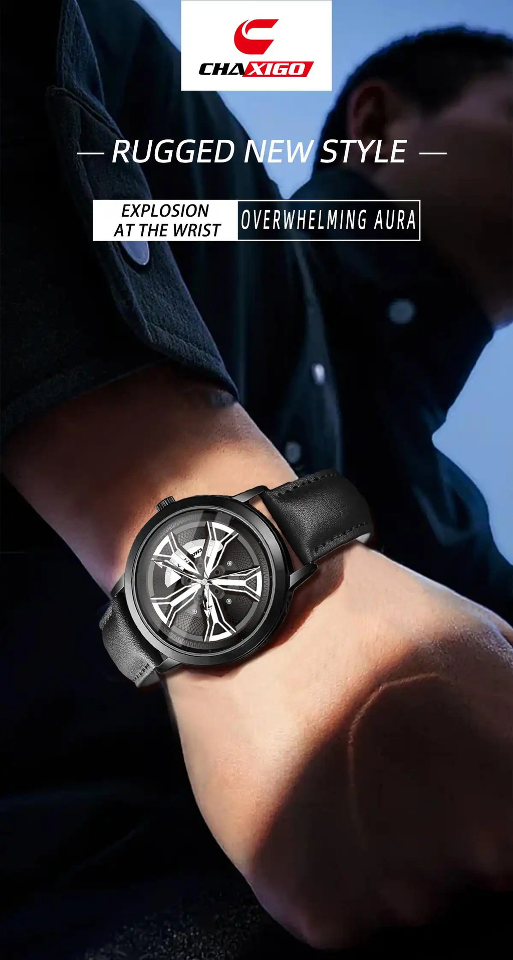 CHAXIGO Watch for Men Car Wheel Hub 30M Water Resistant Calendar ...