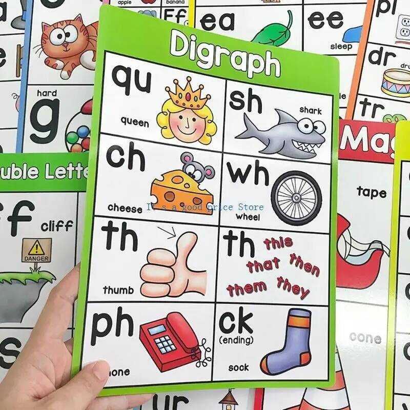 10Pieces Eduional Poster Basic Phonics Learning Chart Picture Card For ...