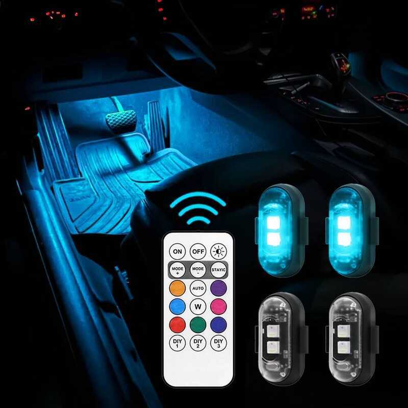 RGB Remote & Control LED Strobe Light Wireless Rechargeable Footwell ...