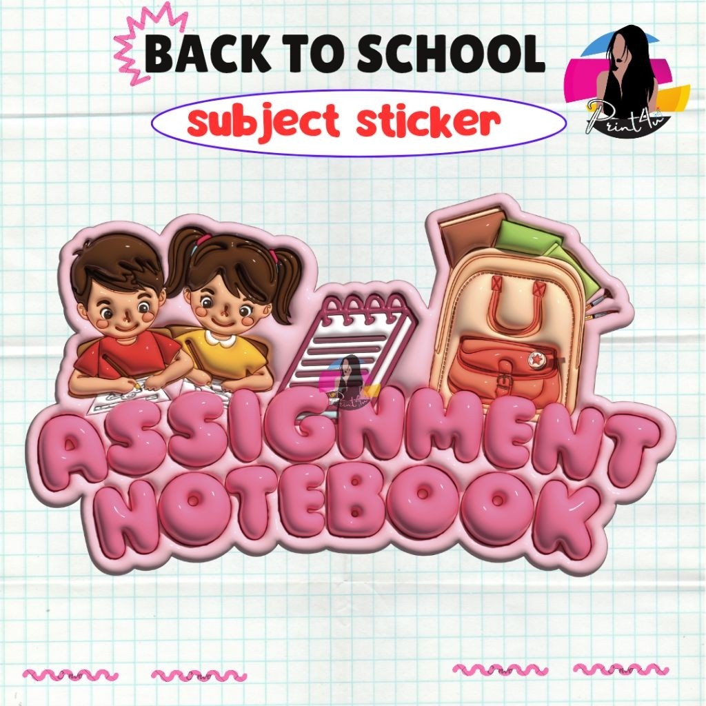 sticker subject 3D style effect - subject label student notebook - cute ...