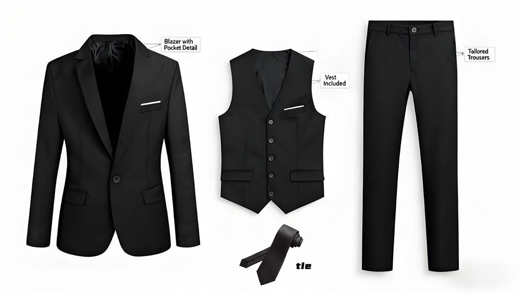 Graduation & JS Prom Men’s 3-Piece Suit – Slim Fit, Breathable, Stylish ...