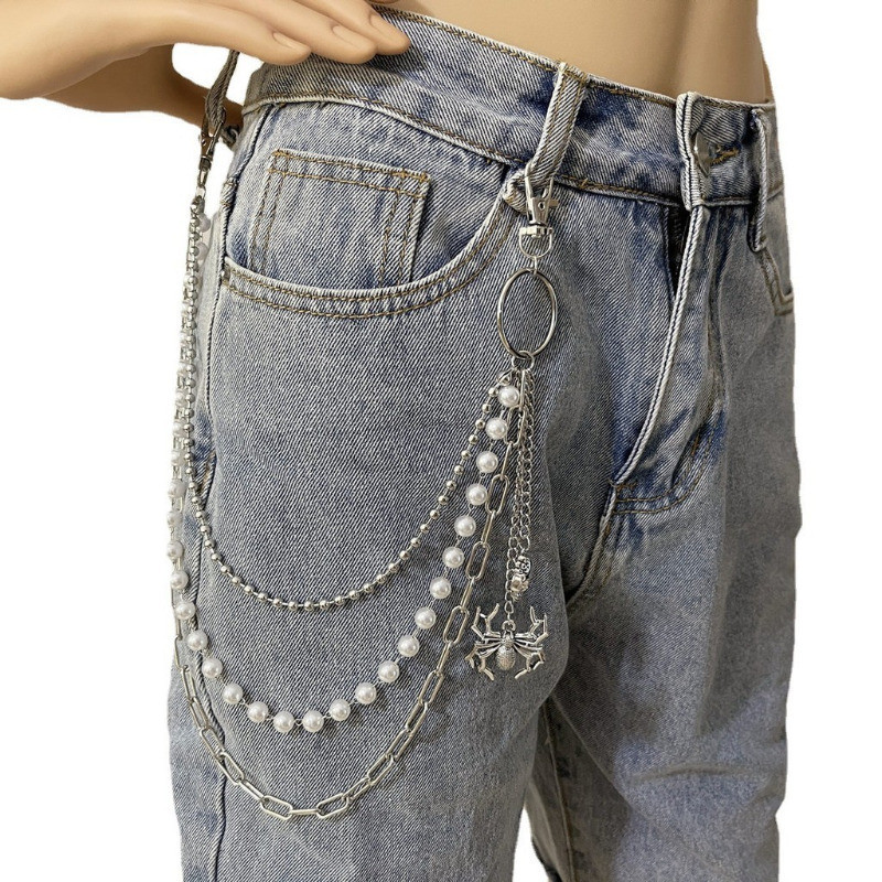 3-layer Goth Belt Chain with Star Pendants Punk Pocket Chain Multi ...