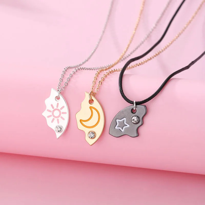 Sun Moon Star Pendant Necklace Set Couple BFF Friendship Matching ...