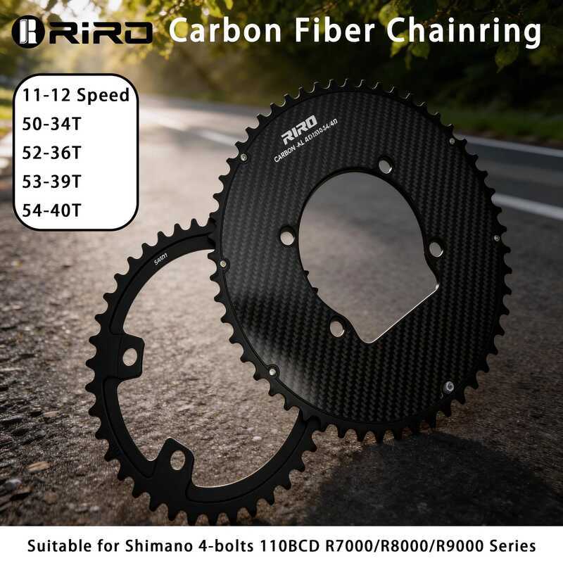 RIRO Carbon Fiber Chainrings 10-12S Super Light Road Bike Chainwheel 50 ...