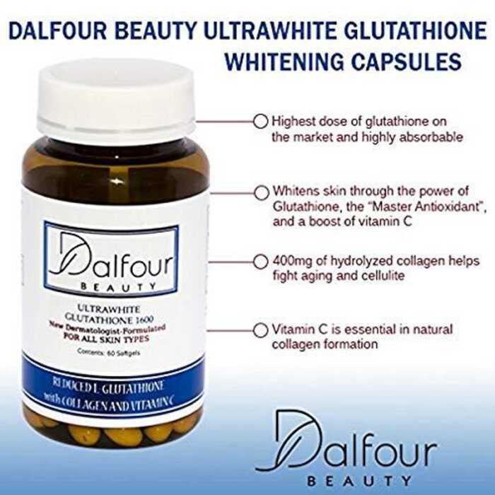 dalfour beauty ultrawhite glutathione whitening capsules Dalfour Original Ultrawhite Glutathione Complex 1600Mg 60 Softgels