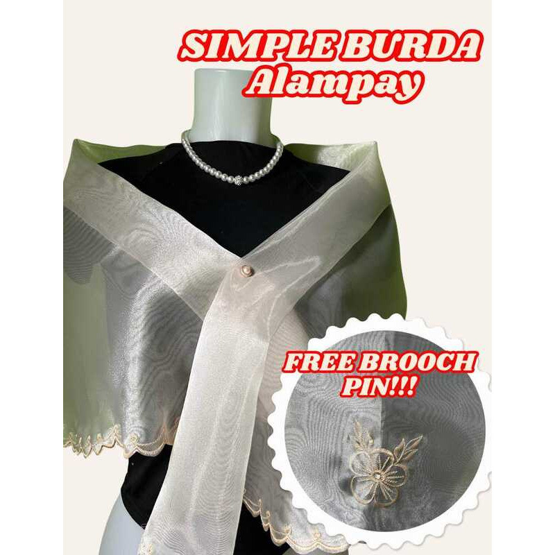 SIMPLE EMBROIDERY ALAMPAY W/ FREE PIN FILIPINIANA SHAWL FOR ADULT A57 W ...