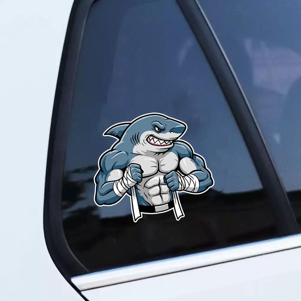 Funny Muscle Shark Stickers Waterproof Gym Shark Decals for Cars Bikes ...