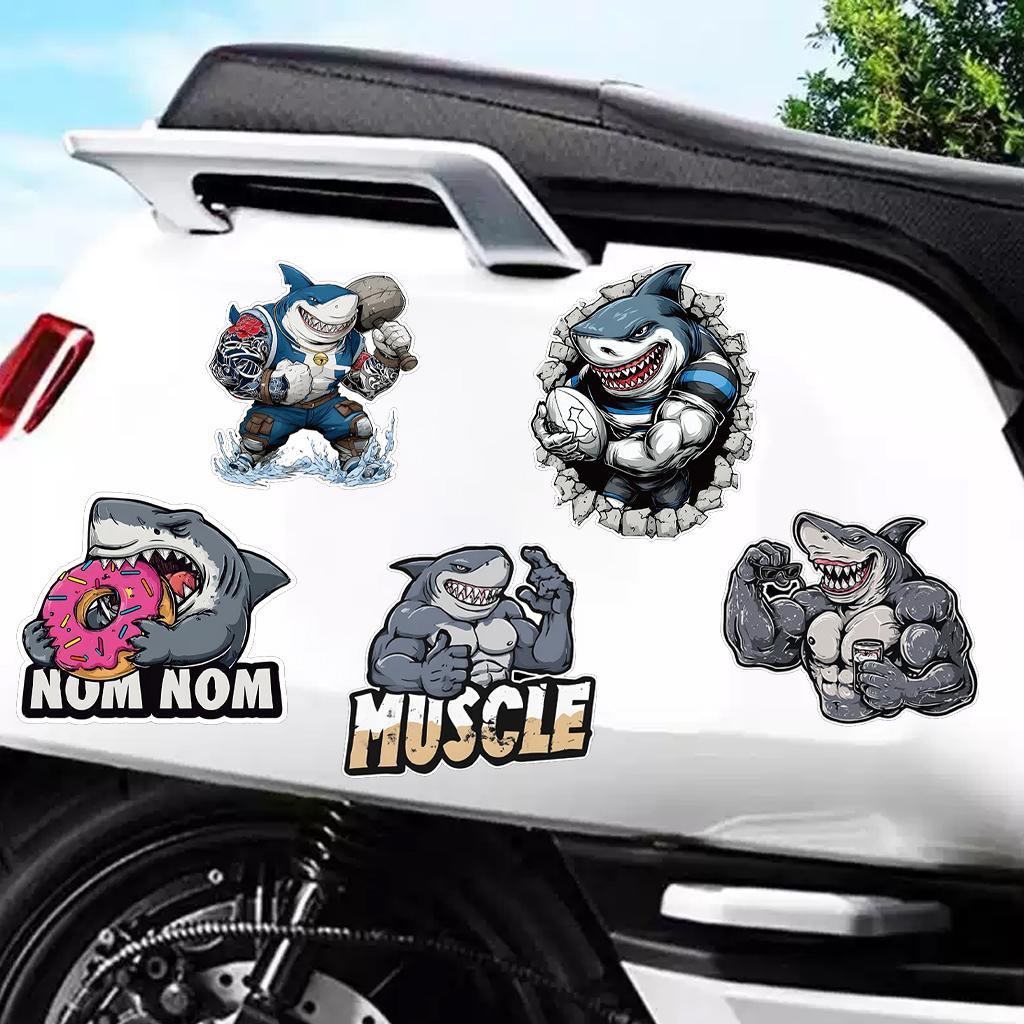 Funny Muscle Shark Stickers Waterproof Gym Shark Decals for Cars Bikes ...
