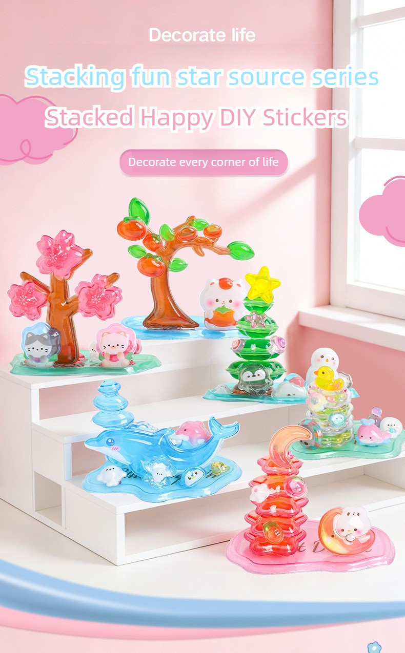 3D 12/8/6/3 PCS Crystal Stickers Cute Relief Stickers Children's Toys ...