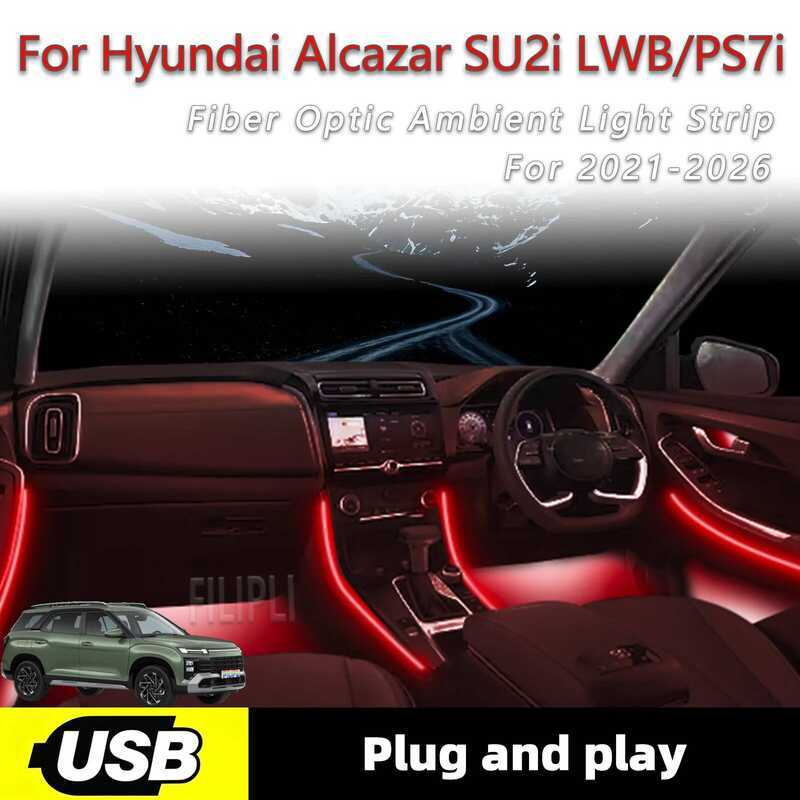 in1 6 For Hyundai Alcazar SU2i LWB/PS7i Strip USB Interface Fiber Optic ...