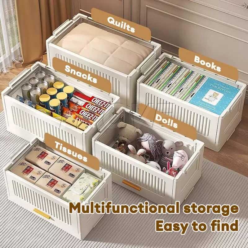 Hisoa _ White Flip Top @ Storage Box Foldable Cabinet With Wheel ...