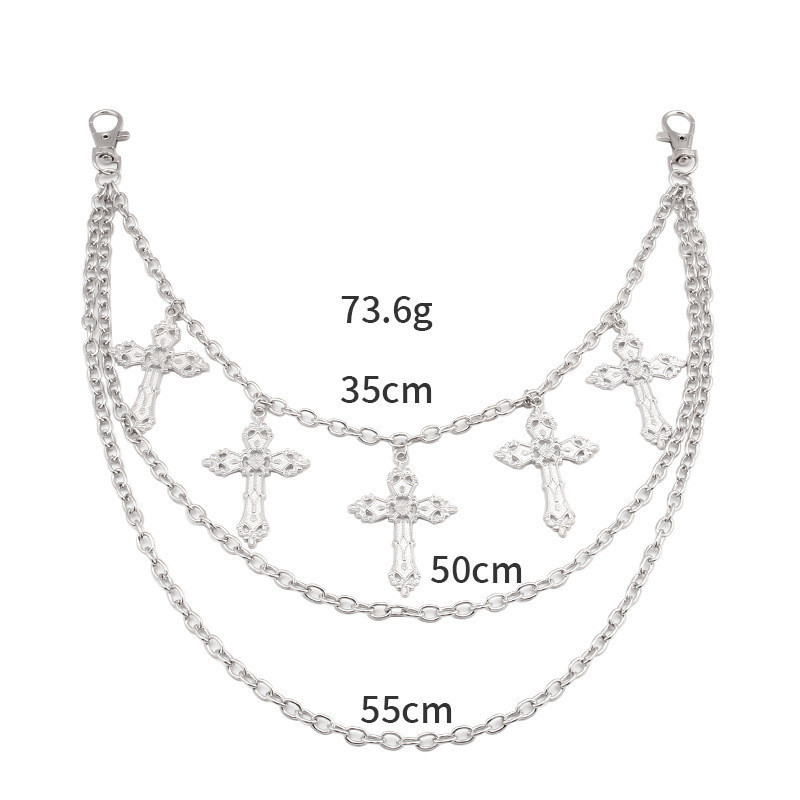 3-layer Goth Belt Chain with Star Pendants Punk Pocket Chain Multi ...