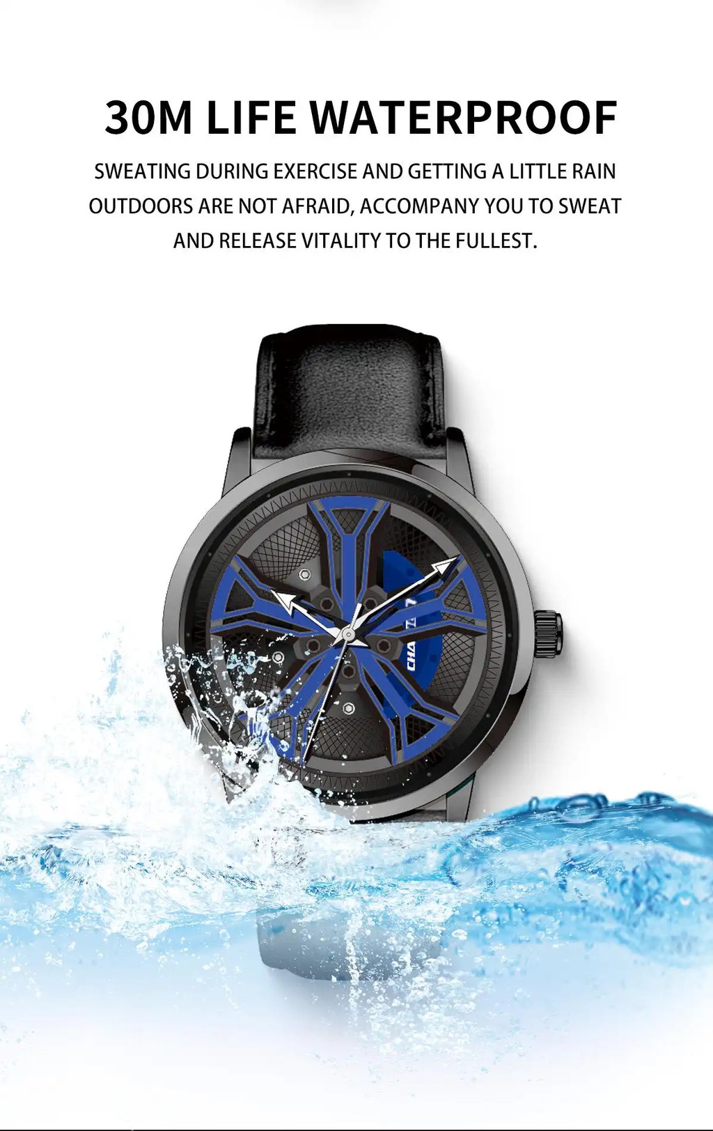 CHAXIGO Watch for Men Car Wheel Hub 30M Water Resistant Calendar ...