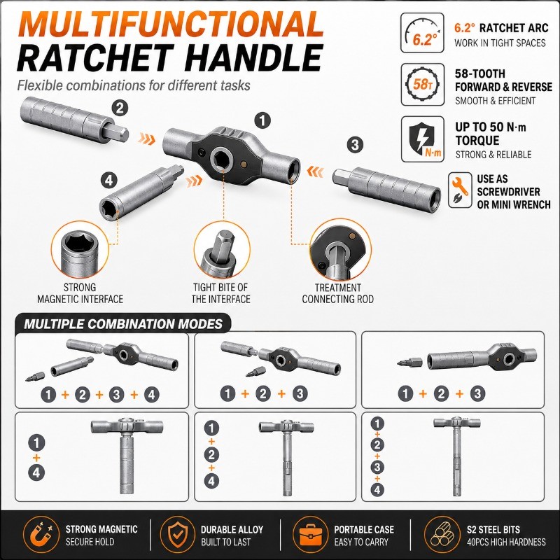 【COD】42 in 1 Ratchet Screwdriver Set S2 Steel Magnetic Bits Repair Tool ...