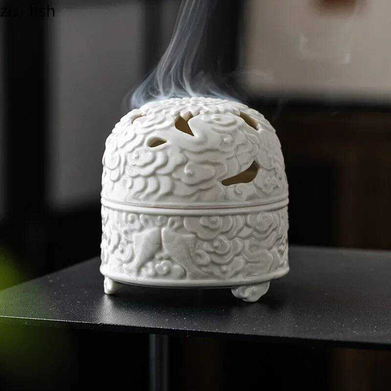 Relief Ceramic Zen Incense Burner With Lid Kung Fu Tea Ceremony ...