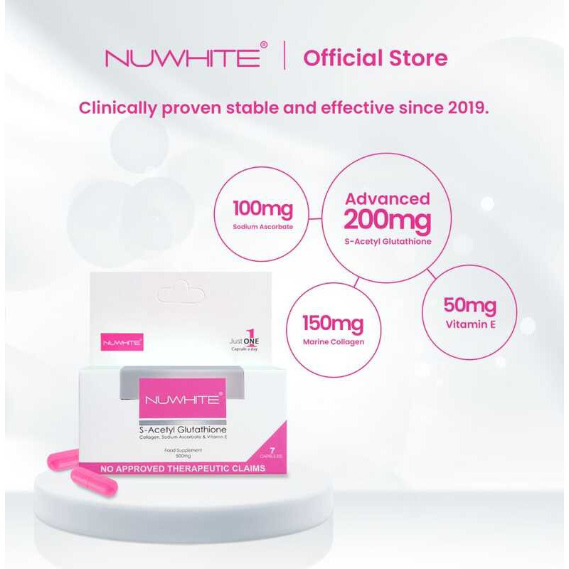 nuwhite glutathione price Advanced Whitening L Collagen & Placenta 60 Capsules for sale online NUWHITE, S-Acetyl Glutathione with Marine