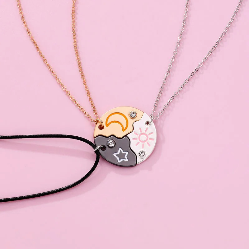 Sun Moon Star Pendant Necklace Set Couple BFF Friendship Matching ...