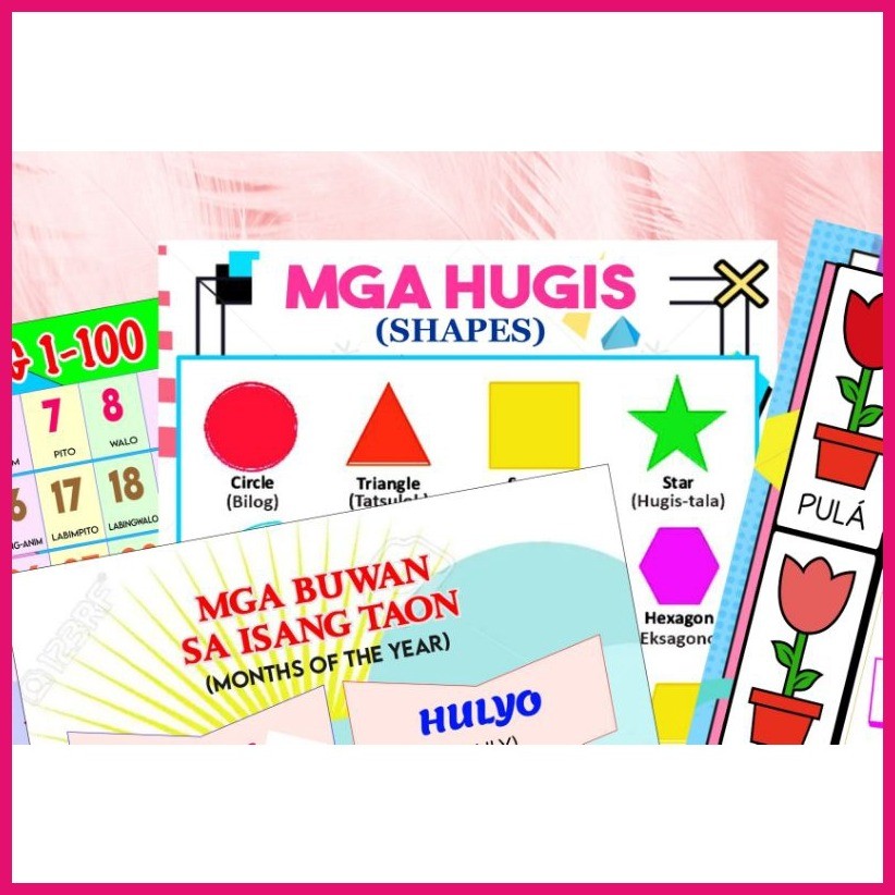 Tagalog Chart ,Kulay, Hugis, Bilang, Bahagi ng katawan, Buwan sa isang ...