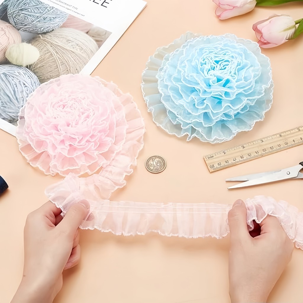 Ruffles Double Lace Trim Ribbon Apparel Dress Craft Supplies Sewing ...