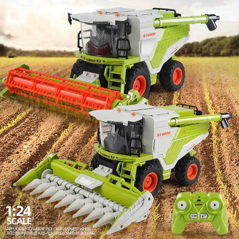 Farm RC Tractor Toy 2.4G Remote Control Combine Harvester Truck With ...