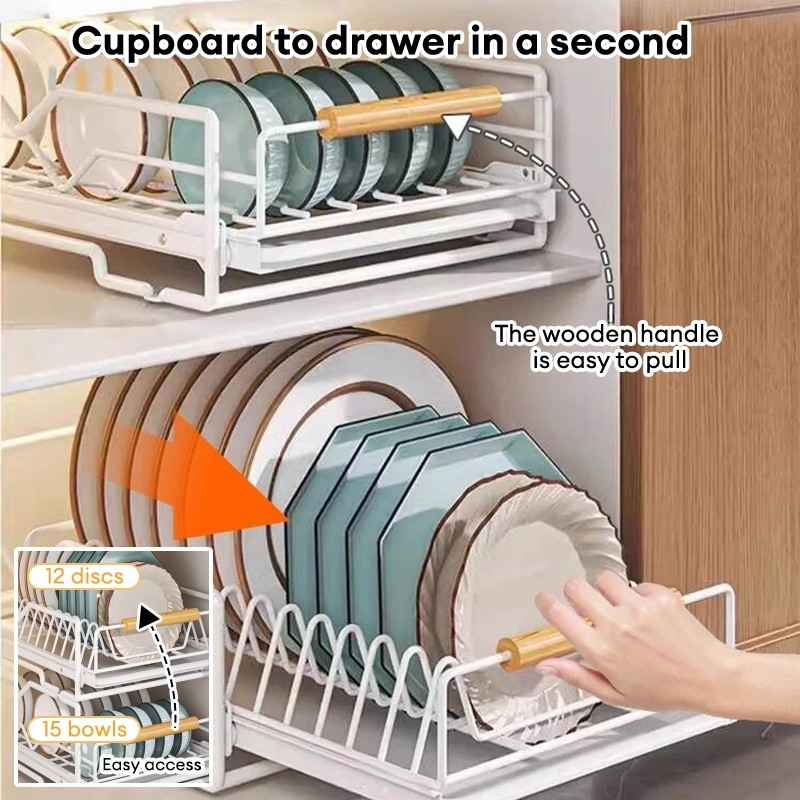 Kitchen Dish Rack Pull Out Dish rack Kitchen Organizer Drainer Tray ...
