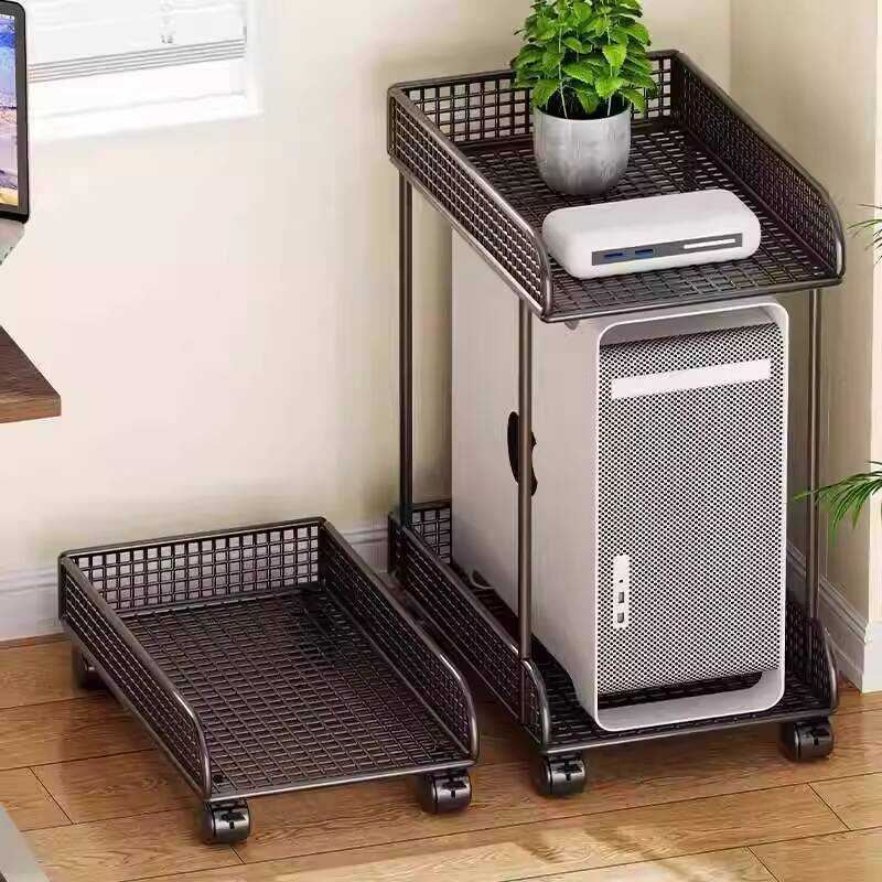 Computer Desktop Storage Rack Under Desk Two-Layer Case Stand Bracket ...