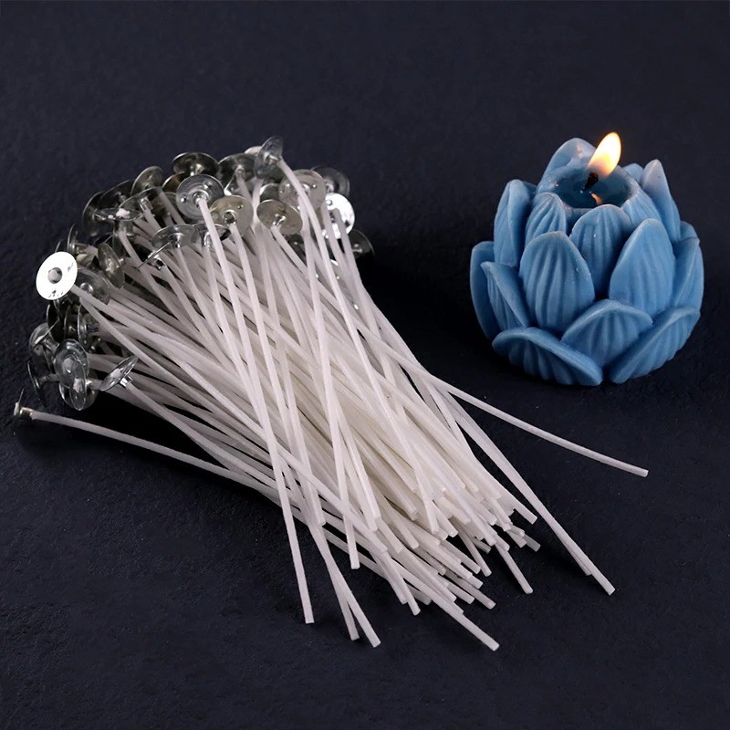 Smokeless Candle Wicks 9-12cm Pre-Waxed Cotton Core Wicks with Metal ...