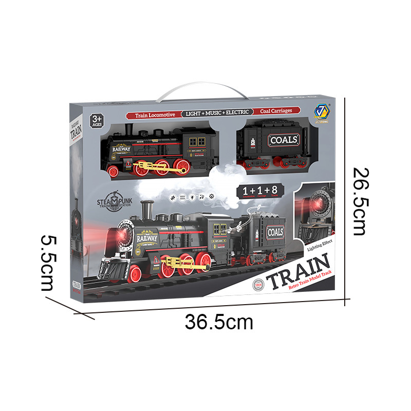 Train Toys with Spray Music Railway Big Classical Train Set With Track ...