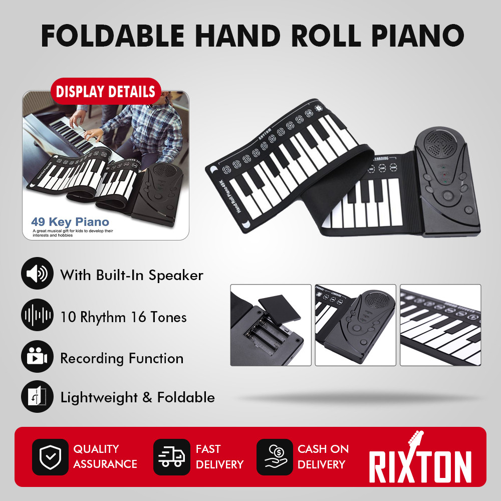 RIXTON Foldable Hand Roll Piano 49 Key Silicone Rubber Electronic ...
