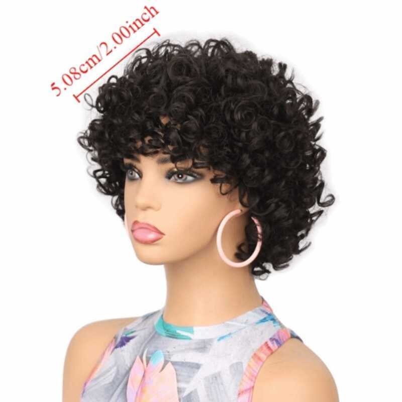 Synthetic HUNIU Short Afro Curly Wigs Ombre Cosplay Bob Hair With Bangs ...