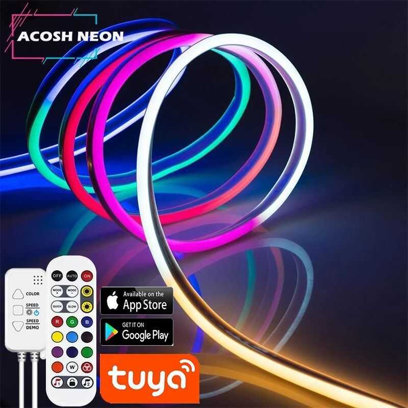 24V TUYA LED Neon Strip Lights Waterproof RGBIC Rope Wifi Flexible Tape ...
